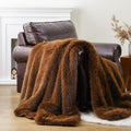 Battilo Home Luxury Fluffy Faux Fur Throw Blanket, Golden Brown Faux Fur Blanket For Couch, Sofa, Chair, Bed, Furry Silky Fur Th