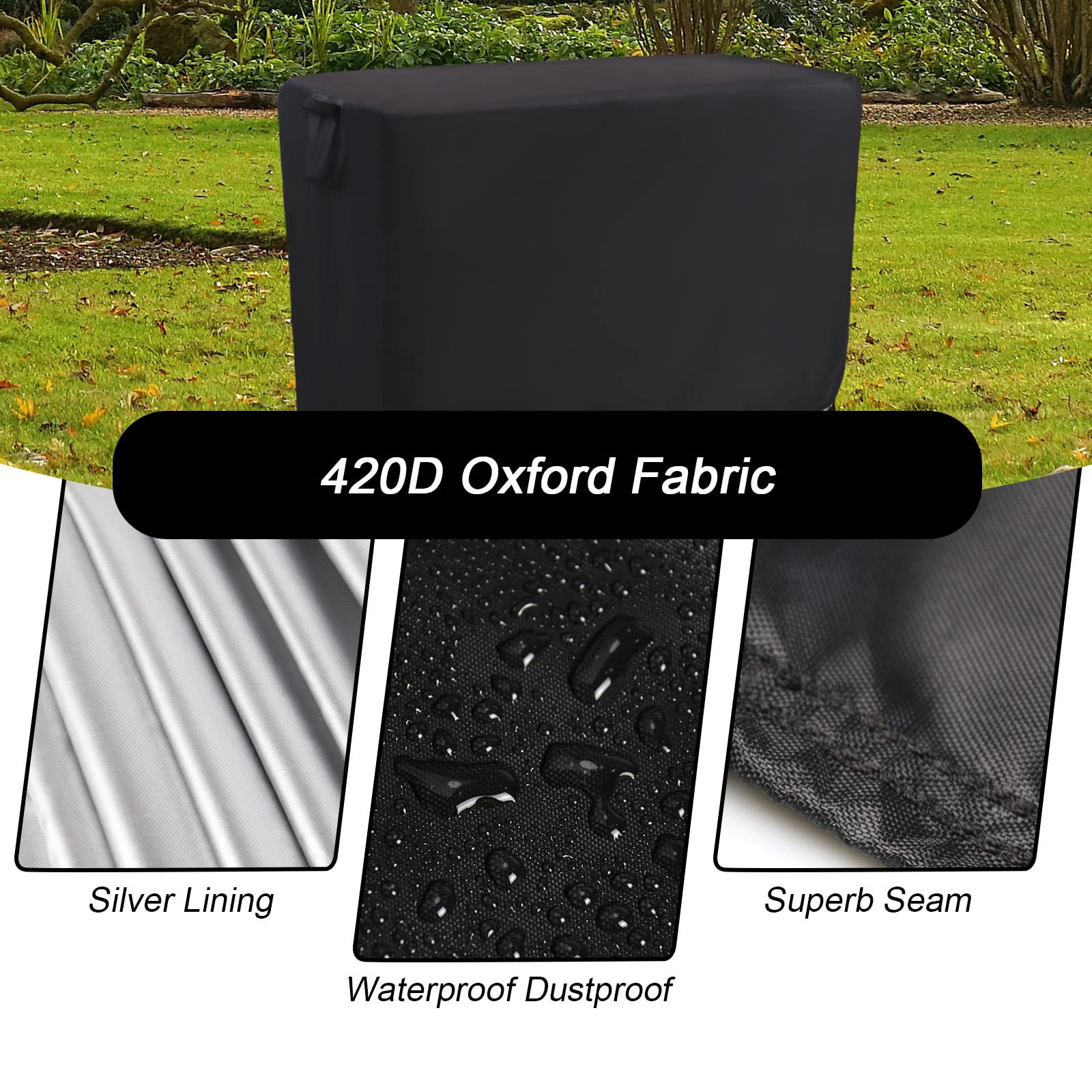 Kingling 78 Outdoor Table Cover - Waterproof Black Patio Bar Table Cover for Outdoor Bar Prep Table, 36W x 43H