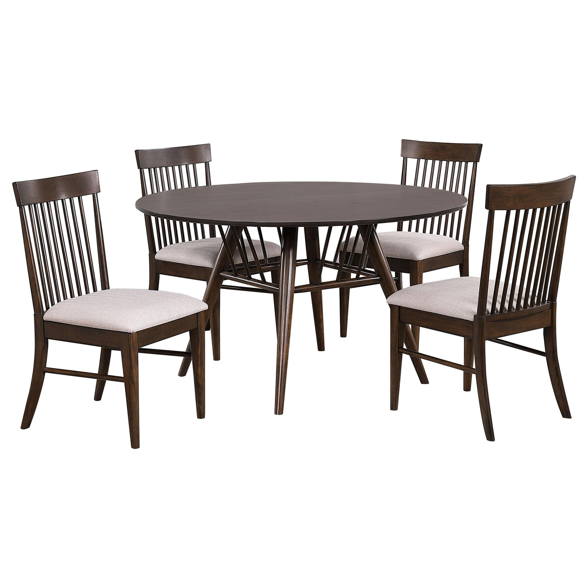 Coaster Home Furnishings Everton 5-Piece Round 53-inch Dining Table Set Dark Walnut