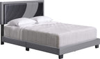 Boyd Sleep Bree Upholstered Platform Bed with Headboard and Durable Mattress Foundation with Strong 14 Wood Slat Supports, No BoxSpring Required: Full, Black/Gray