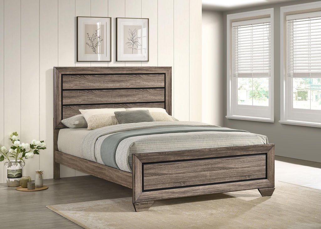 Coaster Home Furnishings Kauffman Transitional Wood Queen Size Panel Bed Frame 54-inch Headboard Washed Taupe 204191Q