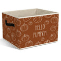 Yorhifa Hello Pumpkin Rustic Orange Fall Storage Bins with Handles, Farmhouse Autumn Pumpkin Collapsible Laundry Basket Organize