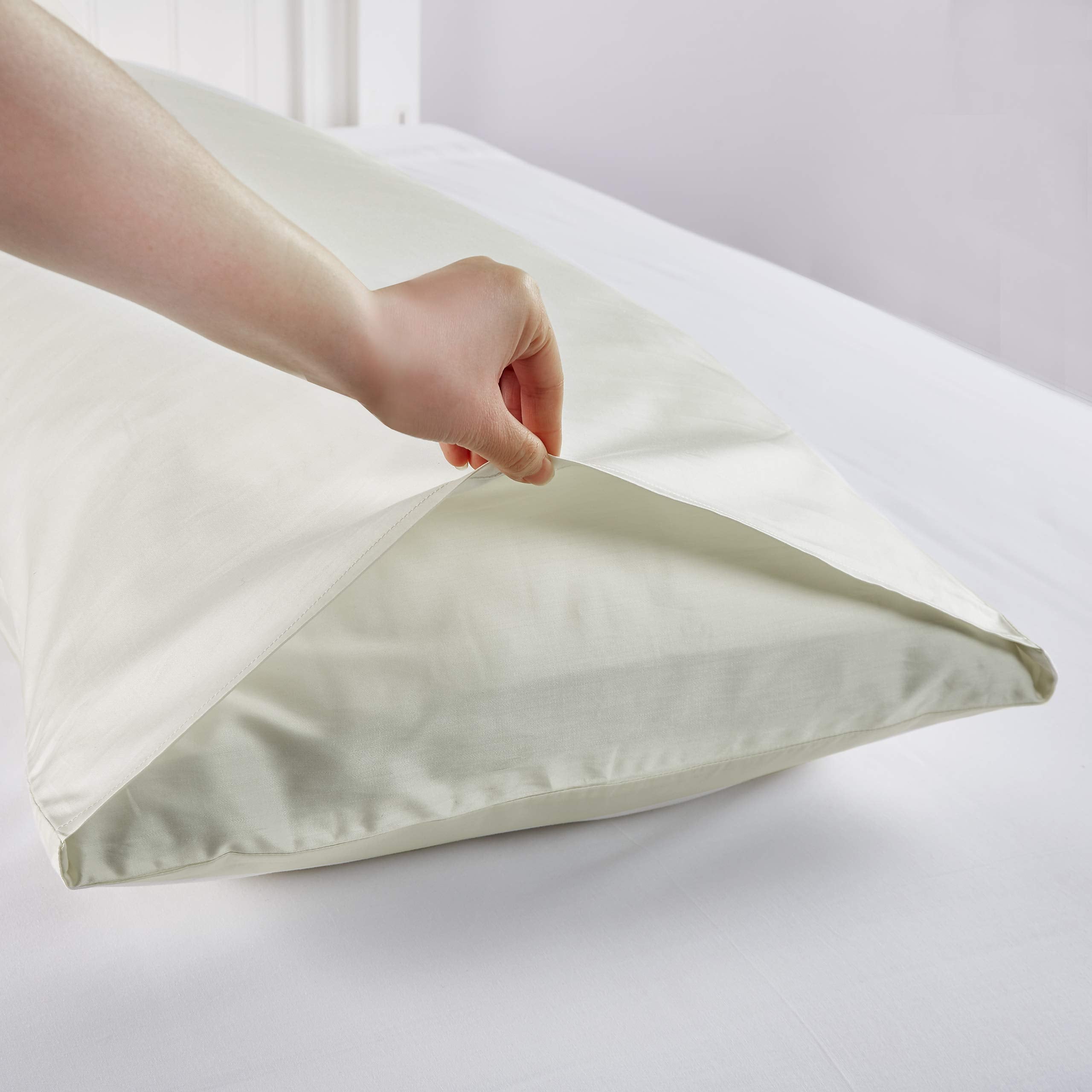 Oubonun 100% Cotton Body Pillowcase - 800 Thread Count/21X54, Moisture Absorbent And Breathable, Premium Hotel Body Pillow Cover For All Seasons, Cream