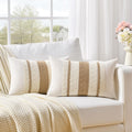 Fancy Homi Set Of 2 Neutral Tan Lumbar Decorative Throw Pillow Cover 12X20 Inch For Couch Bed Sofa Chair, Modern Organic Farmhou