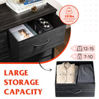 Wlive 10-Drawer Dresser, Fabric Storage Tower For Bedroom, Hallway, Nursery, Closets, Tall Chest Organizer Unit With Fabric Bins, Steel Frame, Wood Top, Pull Handle, Charcoal Black Wood Grain Print