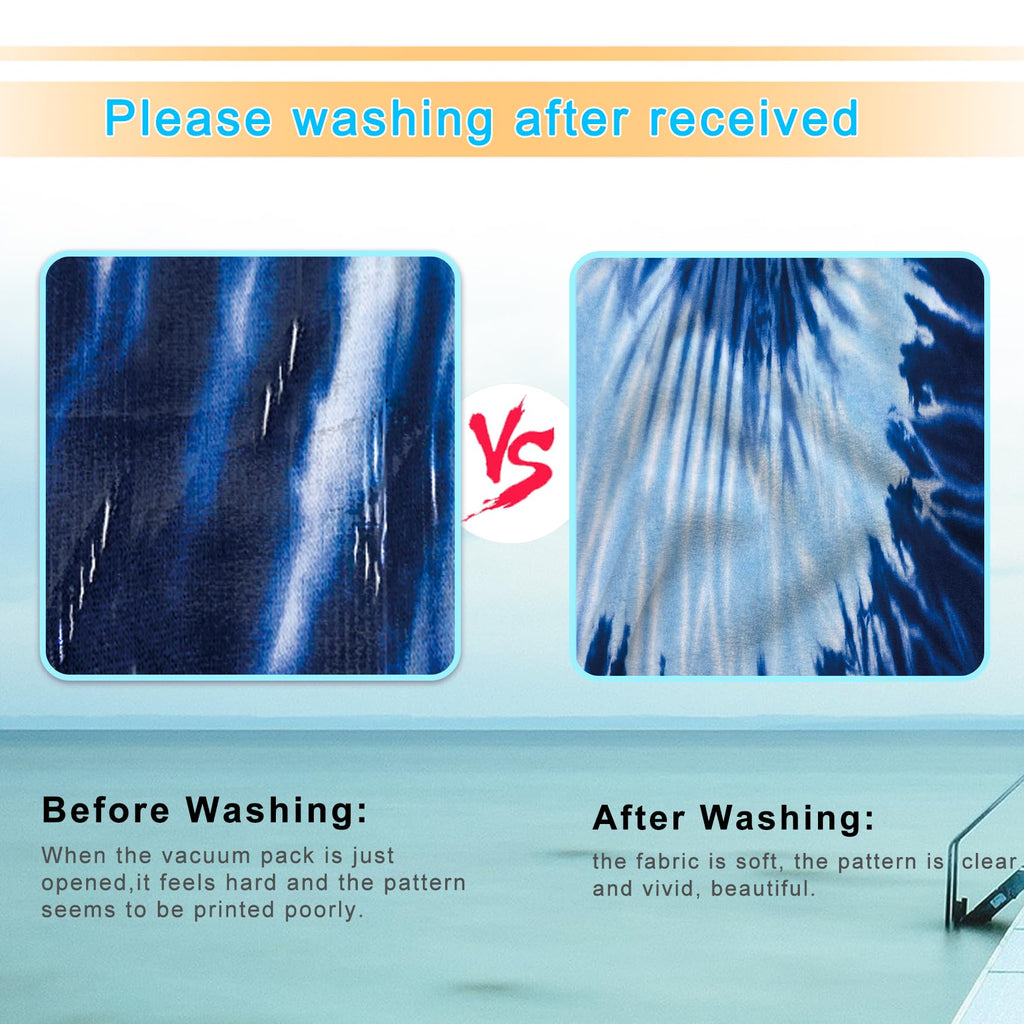 Ruikyhom Lounge Chair Towel Cover, Tie Dye Style Chaise Lounge Cover, Beach Chair Covers With Pockets For Pool Sunbathing Beach