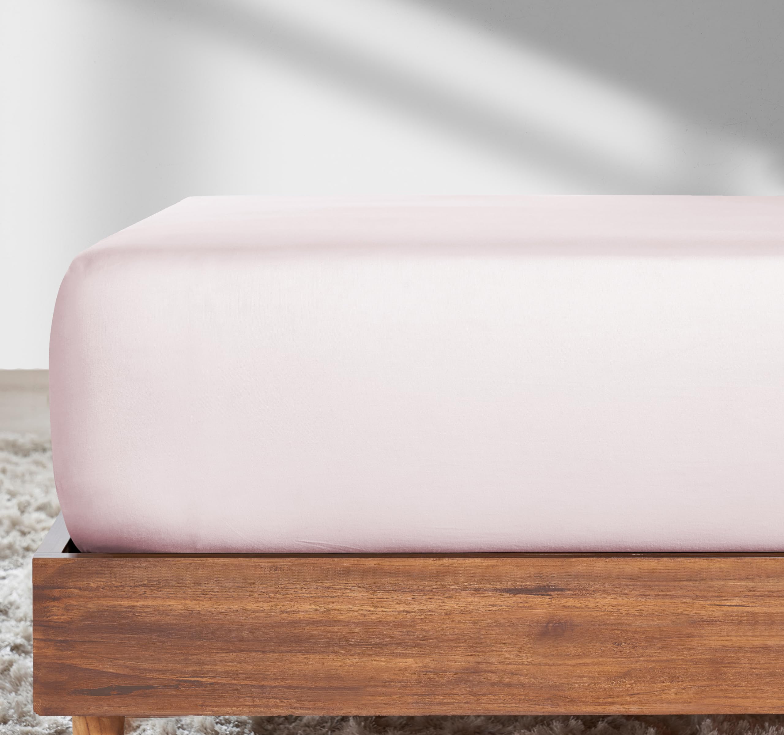 California Design Den Full Elastic Fitted Sheet Only With Deep Pockets, 1 Pc 100% Cotton Mattress Fitted Sheet, Durable Sateen W