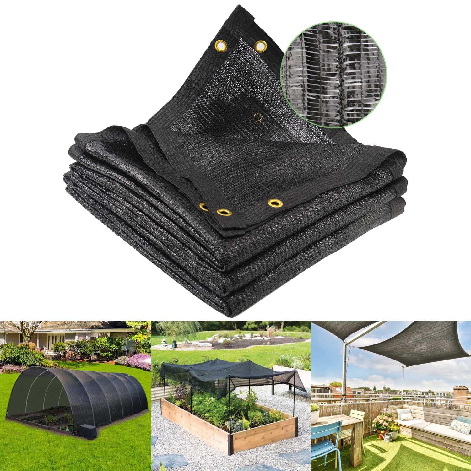 Mklsit Garden 40% Shade Cloth, 10 X 20 Ft Shade Mesh Tarp With Reinforced Brass Grommets, Black Outdoor Sunblock Shade Cloth Cov