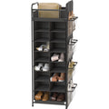 Simple Houseware Shoe Stand Tower Rack w/side hanging bag 20-Pair, Dark Grey
