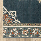 HomeRoots Polyester 8’ x 10’ Blue and Beige Floral Medallion Indoor Area Rug