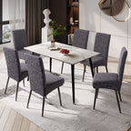 Genina Waterproof Dining Room Chair Covers Stretch Parsons Chair Slipcovers For Dining Room Kitchen Chair Protector Cover, Removable, Washable (6, Flower Pattern-Dark Gray)