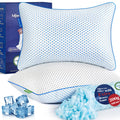 Cooling Gel Memory Foam Pillows Queen Size Set Of 2 For Sleeping,Bamboo Rayon Adjustable Firm Shredded Foam Bed Pillows 2 Pack F