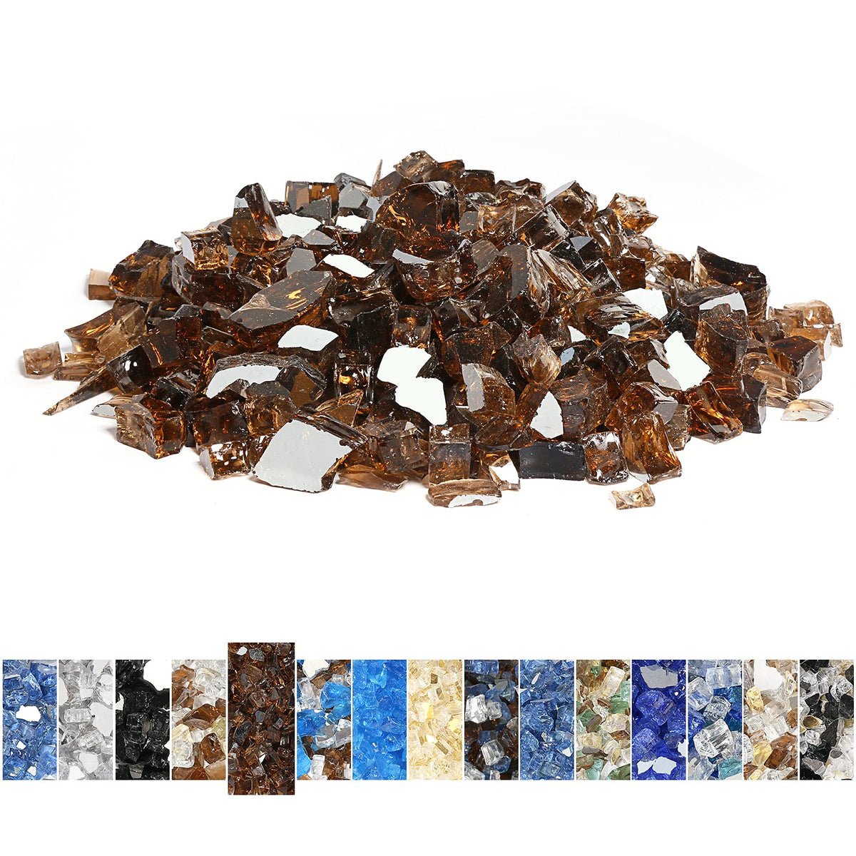 Hisencn Copper Fire Pit Glass Rocks - Fire Glass For Propane Fire Pit, Outdoors And Indoors Natural Or Propane Fireplaces, Fire