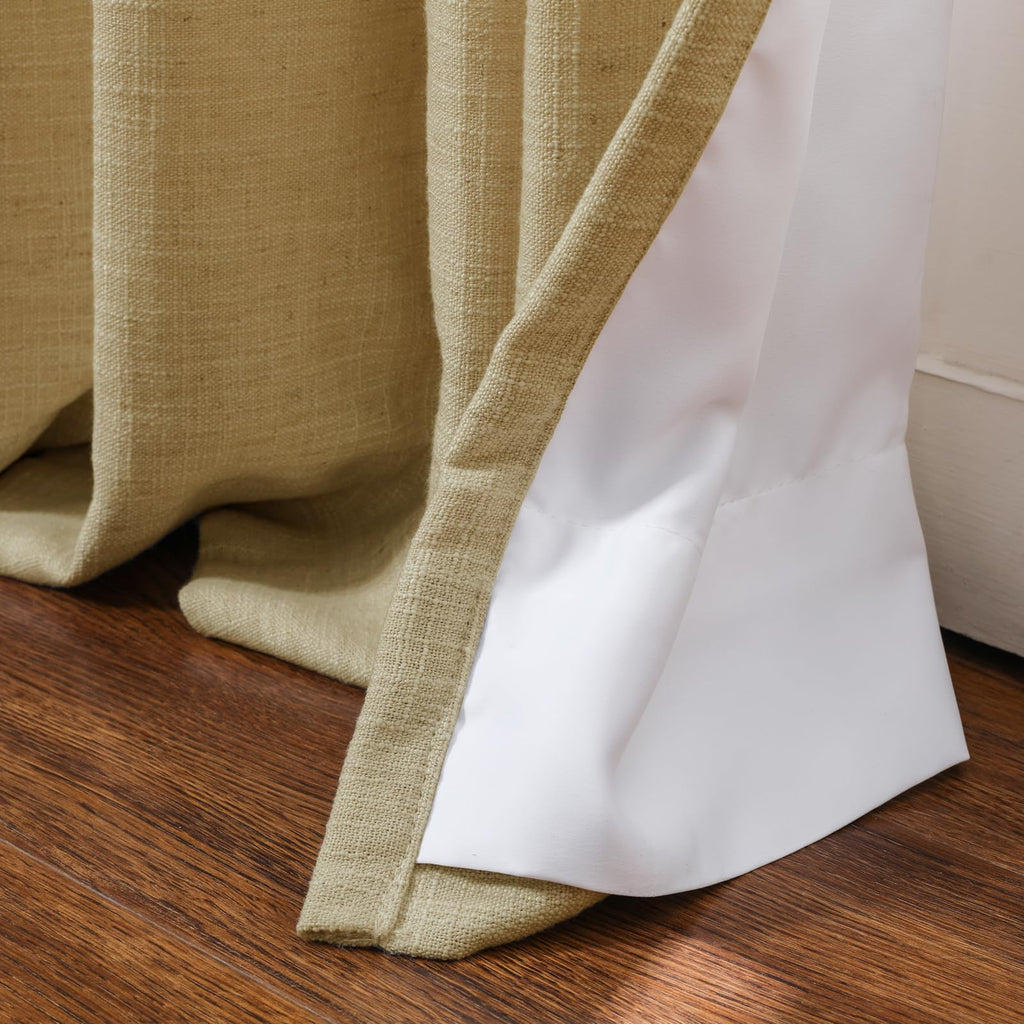 Twopages Khaki Linen Pinch Pleat Drape For Living Room, Window Treatment Curtain Panel Double Layer Room Darkening Light Filteri
