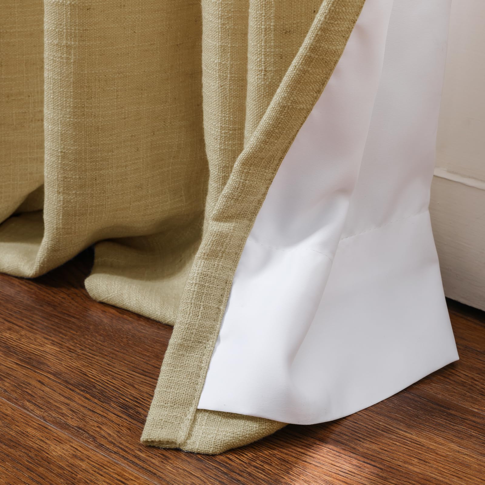 Twopages Khaki Linen Pinch Pleat Drape For Living Room, Window Treatment Curtain Panel Double Layer Room Darkening Light Filteri