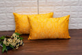 Royal Decofurnishing Brocade Silk Mughal Banarasi Floral Rectangular Cushion Covers (Yellow & Golden, 12X 20 Inches, 30X50Cms)
