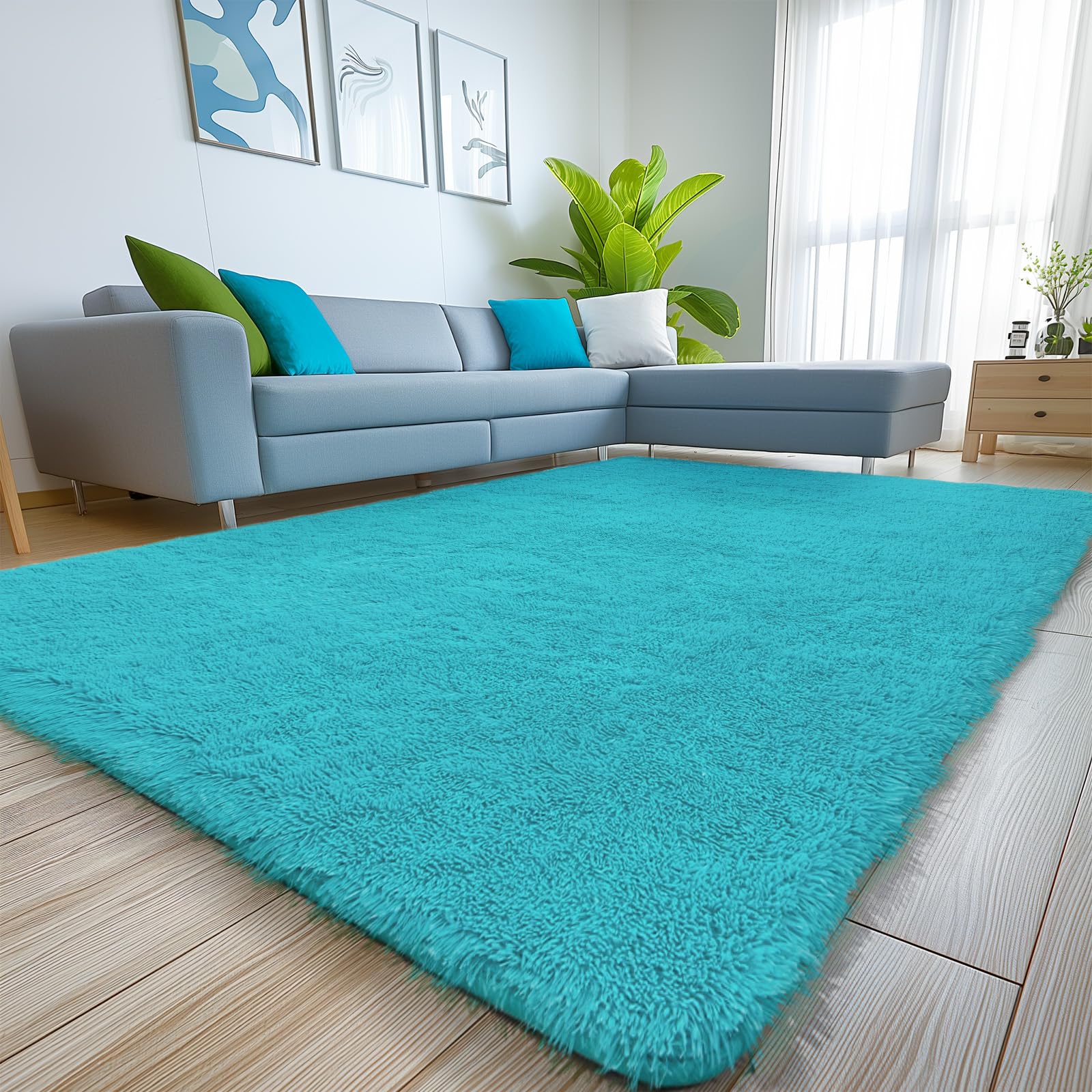 Sour Lemon Area Rugs 9x12 Living Room,Large Area Rug Shag Shaggy Carpet Soft Plush Furry Bedside Rug, Machine Washable Area Rugs