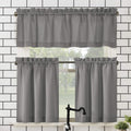 No. 918 Martine Microfiber Semi-Sheer Rod Pocket Kitchen Curtain Valance and Tiers Set, 54 x 24, Gray
