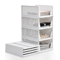Wardrobe storage organiser, 4 Pack Wardrobe Storage Organiser Stackable Drawer Organizer Collapsible Storage Boxes for Shelves, 