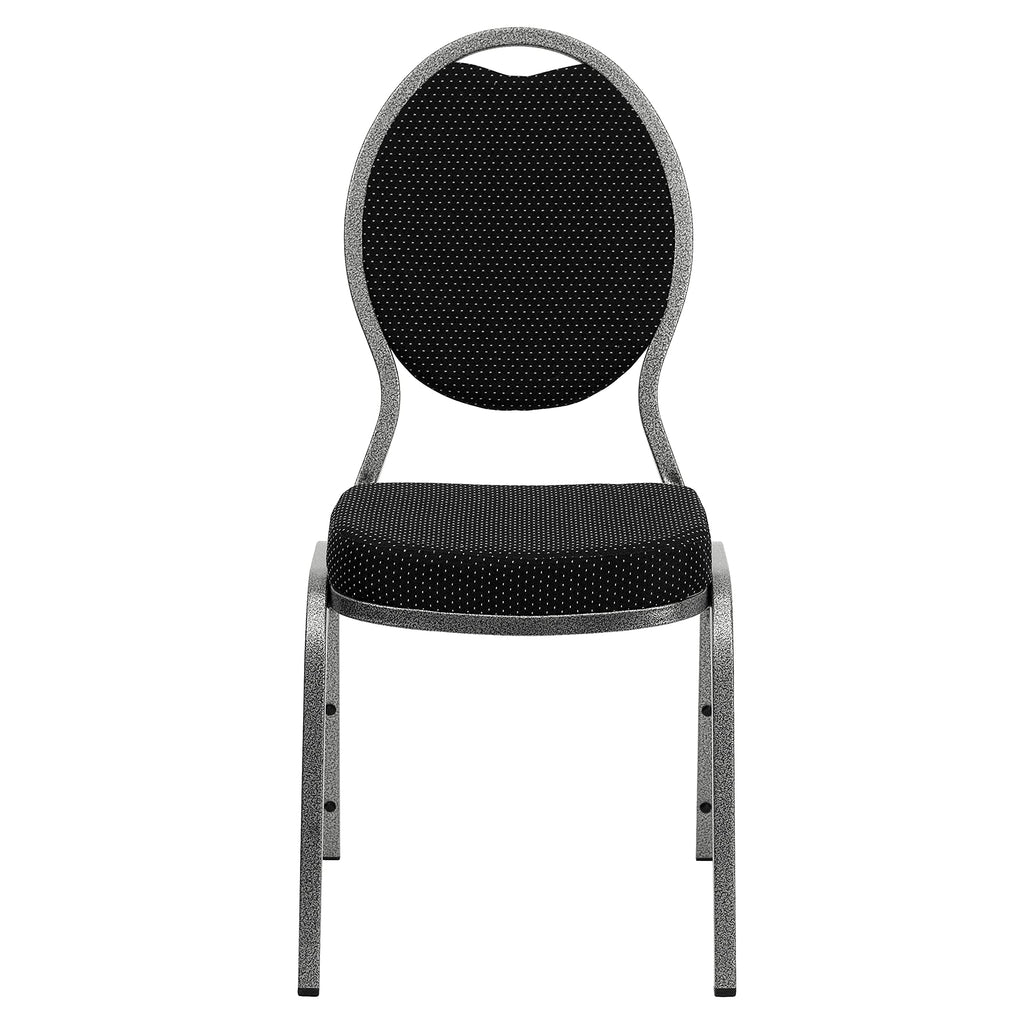 Flash Black-Pattern Fabric Teardrop-Back Stacking Banquet Chair