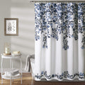 Lush Decor Tanisha Shower Curtain, 72' W X 72' L, Navy & White - Navy Blue Flower Vine Print - Beautiful & Elegant Floral Show