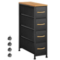 EKNKOZY Narrow Dresser Storage Tower with 4 Drawers, Slim Dresser Chest of Drawers with Steel Frame, Wood Top, Dresser for Bedro