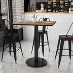 Flash Furniture Stiles 36'' Square Walnut Laminate Table Top With 24'' Round Bar Height Table Base
