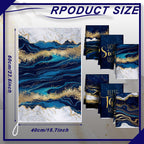 Bencailor 6 Pcs Halloween Skull Kitchen Towels Turquoise Navy Dish Towels Blue Gold Marble Tea Towels Gothic Skeleton Chef Hand