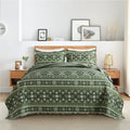 Vaputar Boho Quilts King Size, Stripe Reversible King Quilt Set, Lightweight All-Season Coverlet & Boho Bedspread- 3 Piece/Green