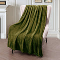 Exclusivo Mezcla Fleece Throw Blanket For Couch, Sofa, 300Gsm Super Soft And Warm Blankets, Olive Green Throw All Season Use, Co