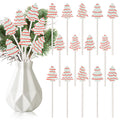 TICIAGA Christmas Double-sided Wooden Picks - 14PCS Christmas Tree Cake Wooden Decorative Picks for Home Vase Filler Xmas Tree W
