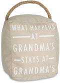Pavilion Gift Company Open Door Decor - What Happens At Grandma'S Stays At Grandma'S Cream Door Stopper With Handle, Off White