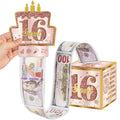 Turypaty Sweet 16Th Birthday Pull-Out Money Gift Box For Girls - Pink Rose Gold Happy Sixteen 16Th Birthday Party Cash Gift Box
