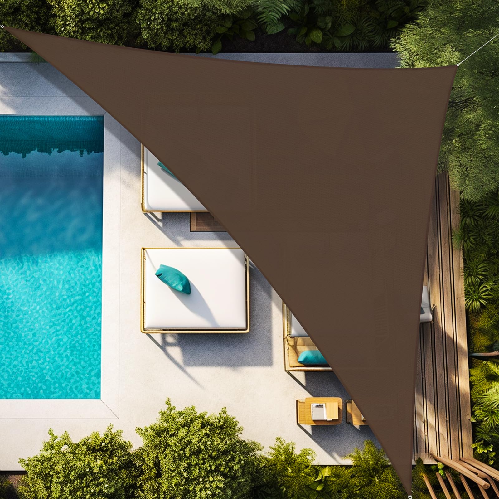 Artpuch 24'X24'X33.9' Customize Sun Shade Sail Brown Uv Block 185 Gsm Commercial Triangle Outdoor Covering For Backyard, Pergola