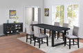 Steve Silver Furniture Yves 8pc Counter Dining Table Set, 77-95" Table w/ 18" Leaf, 6 Yves Counter Chairs and Yves Server, Dining Room, Contemporary Design, 77" L x 40" W x 36" H, Gray, Black
