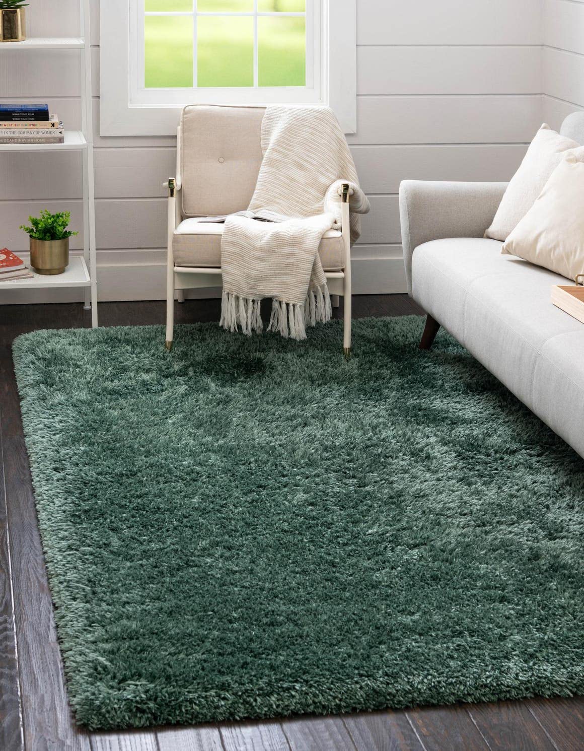 Rugs.com Infinity Collection Solid Shag Area Rug 10 x 13 Forest Green Shag Rug Perfect for Living Rooms, Large Dining Rooms, O