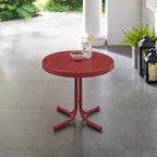 Crosley Furniture Gracie Weather Resistant Retro Metal Outdoor Side Table for Patio, Deck, Porch, Coral Red