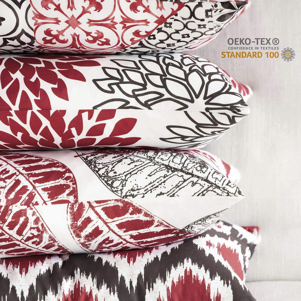 Phantoscope Set Of 4 New Living Series Decorative Throw Pillow Case Cushion Cover, Red, 18'' X 18'' Inches, 45Cm X 45Cm