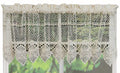 Creative Linens Cotton Crochet Lace Kitchen Curtain Valance Beige Handmade