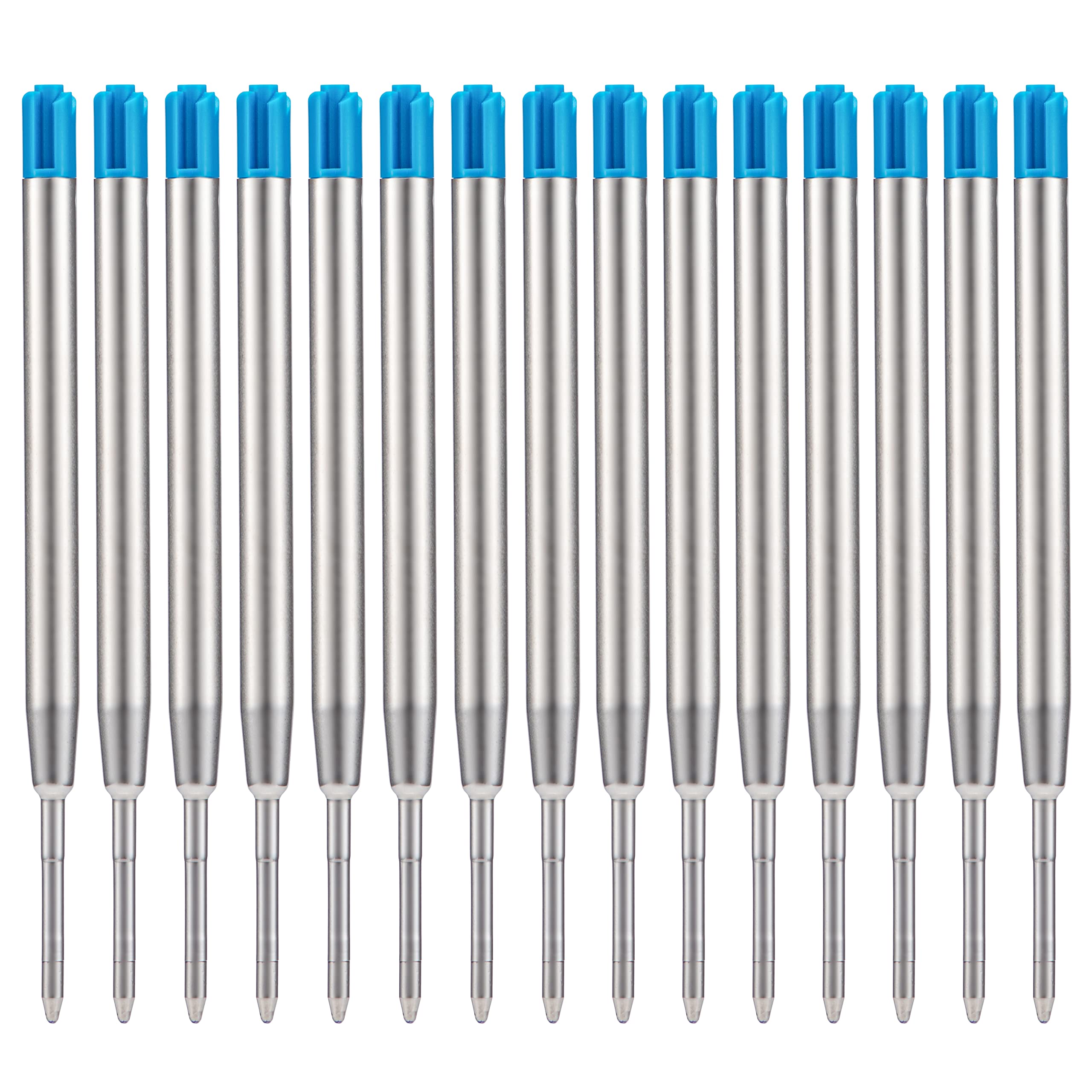 15 Pieces Wikult Blue Ballpoint Refill Compatible With Parker Pen, 1.0Mm Medium Point, Smooth Writing German Ink Replaceable Ref