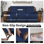 Easy-Going Oversized Recliner Sofa Cover, Reversible Couch Cover For 3 Seat Recliner, Split Sofa Cover For Each Seat With Elastic Straps For Kids, Dogs, Pets (3 Seater, Navy/Navy)