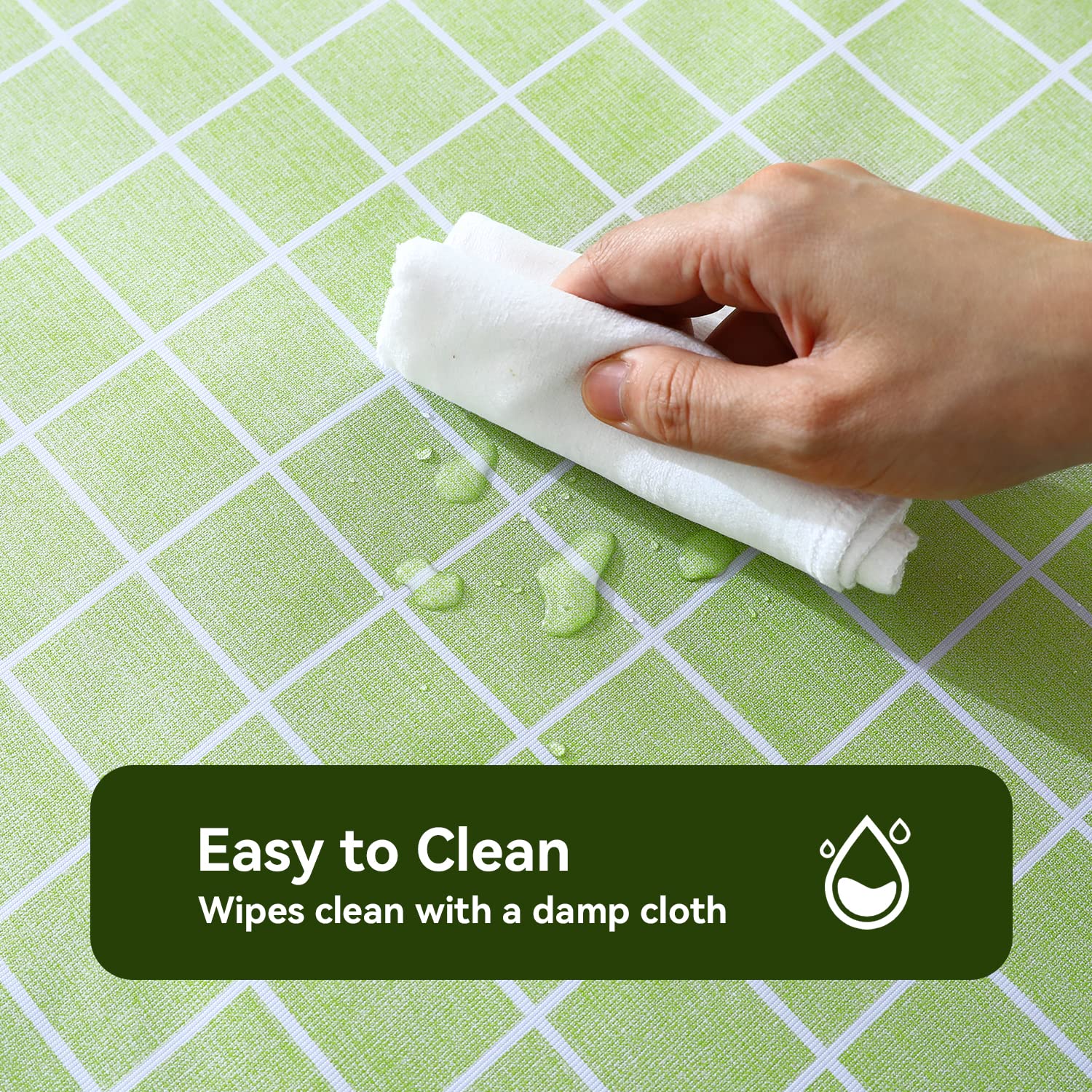 Romanstile Rectangle Plastic Tablecloth, 100% Waterproof Oil-Proof Checkered Pvc Table Cloths, Heavy Duty Vinyl Table Covers For Dining, Camping, Picnic, Outdoor - 54 X 78 Inch, Green