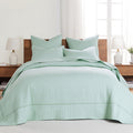 Levtex Home - Cross Stitch Blue Haze Bedspread Set - Queen Quilted Bedspread And Two Standard Shams - Cross Stitch Pattern - Bed