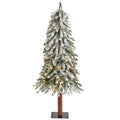Nearly Natural 4Ft. Flocked Grand Alpine Artificial Christmas Tree With 100 Clear Lights And 361 Bendable Branches On Natural Tr
