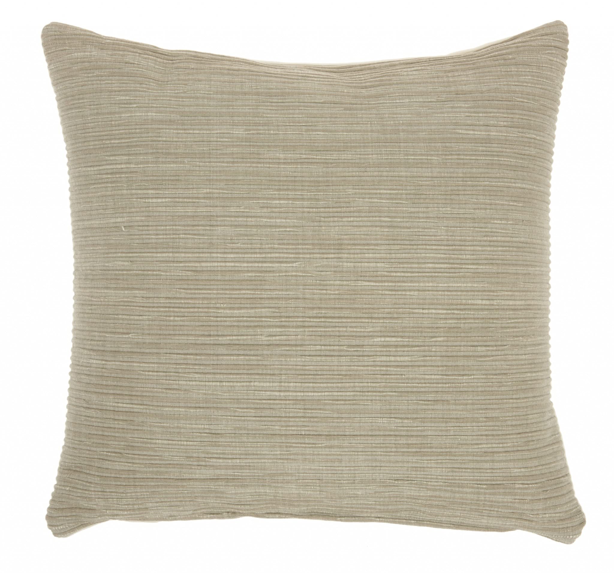 HomeRoots 100% Cotton Taupe Distressed Stripes Throw Pillow