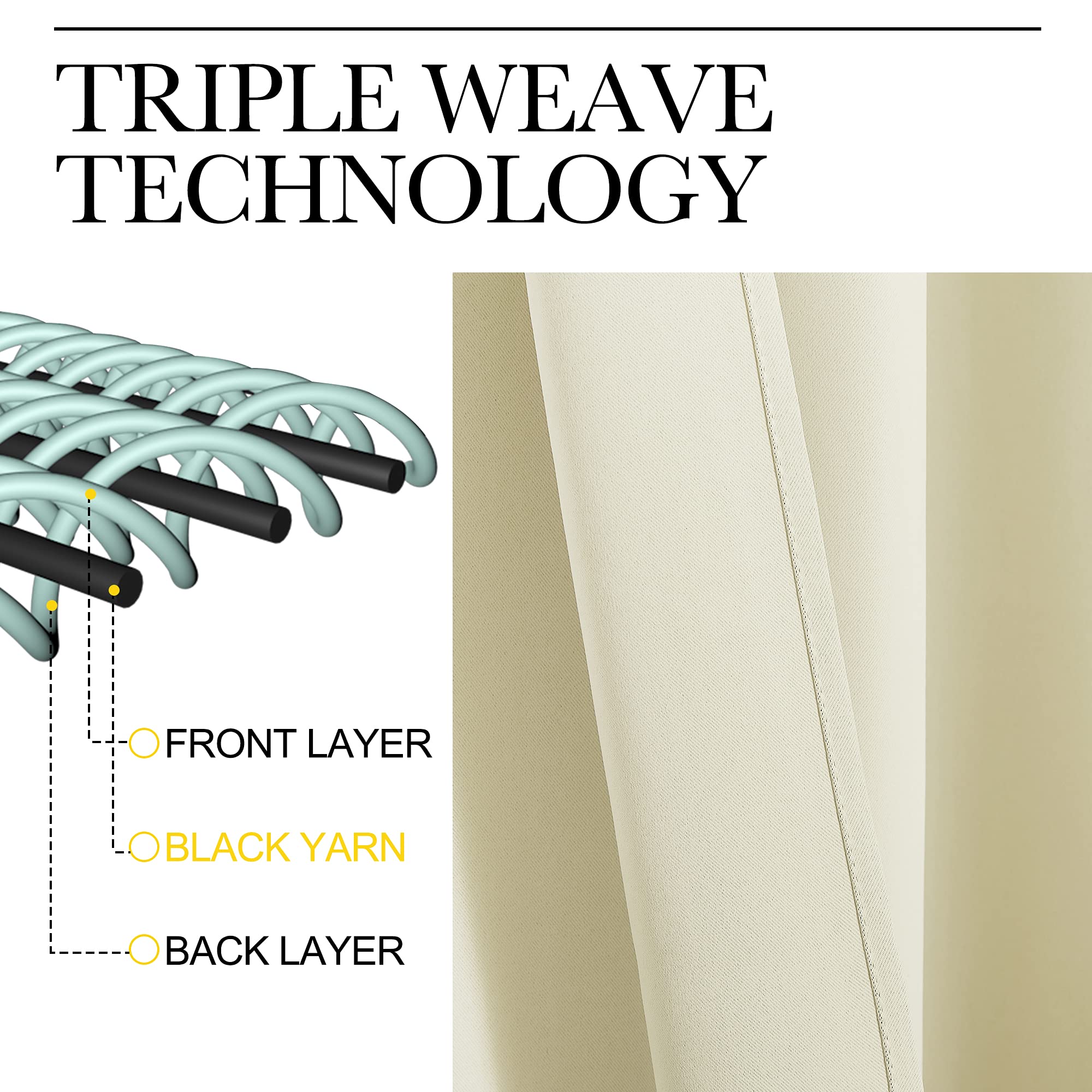 Nicetown Room Darkening Curtains For Living Room, Rod Pocket & Back Tab Window Curtains, Eatra Long Drape Panels For Office (Beige, 70' W X 84' L Per Panel, 2 Pcs)