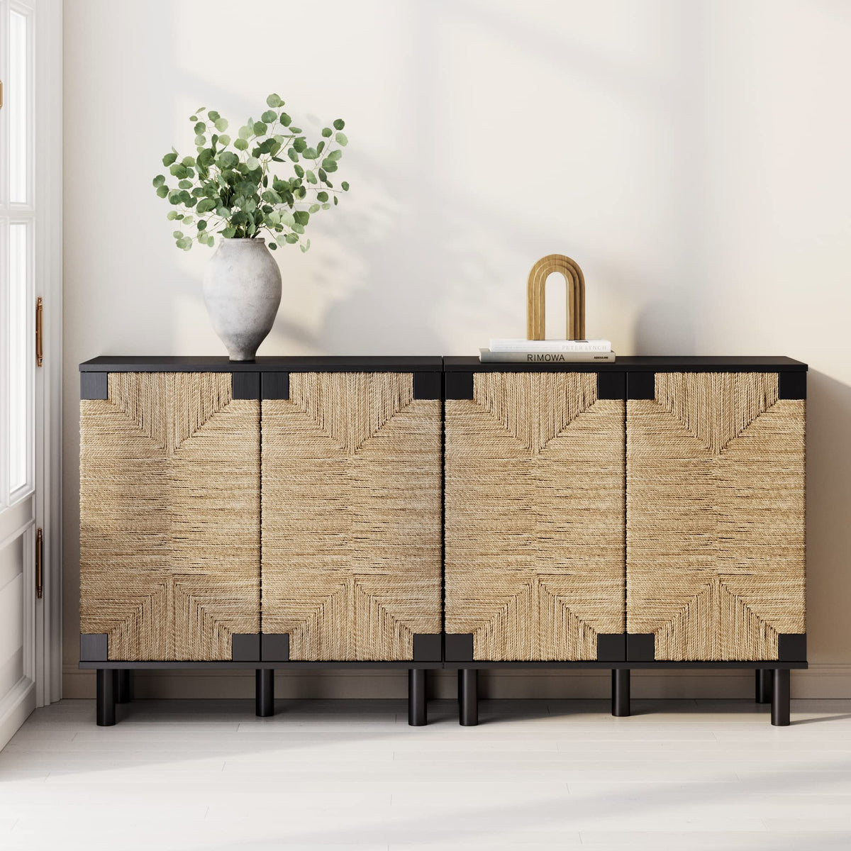 Nathan James Accent Storage Boho Modern Free Buffet Sideboard Cabinet for Hallway, Entryway, Dining Living Room, Set of 2 TV Sta