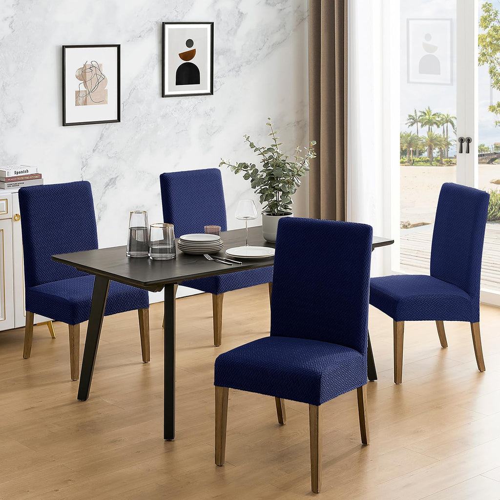 Mosayt 100% Waterproof Dining Room Chair Covers Set Of 4, Super Fit Stretch Jacquard Parson Chairs Slipcovers Removable Washable