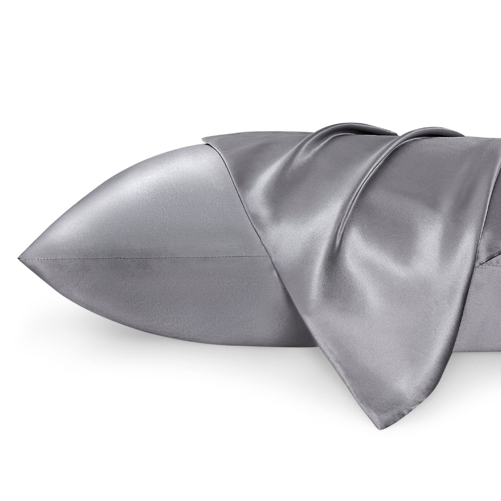 Bedsure Satin Pillowcase Standard Set Of 2 - Dark Grey Silky Pillow Cases For Hair And Skin 20X26 Inches, Pillow Covers With Env