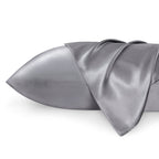 Bedsure Satin Pillowcase Standard Set Of 2 - Dark Grey Silky Pillow Cases For Hair And Skin 20X26 Inches, Pillow Covers With Env